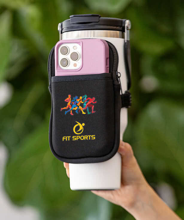 Full Color Cup Caddy Zippered Tumbler Pouch