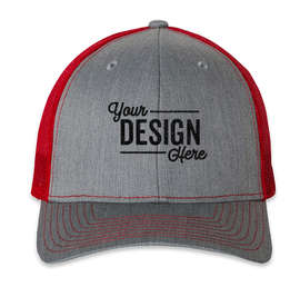 Richardson Snapback Trucker Hat - Color: Heather Grey / Red