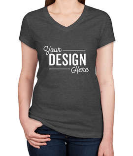 Bella + Canvas Women's Slim Fit Jersey V-Neck T-shirt - Color: Dark Grey Heather