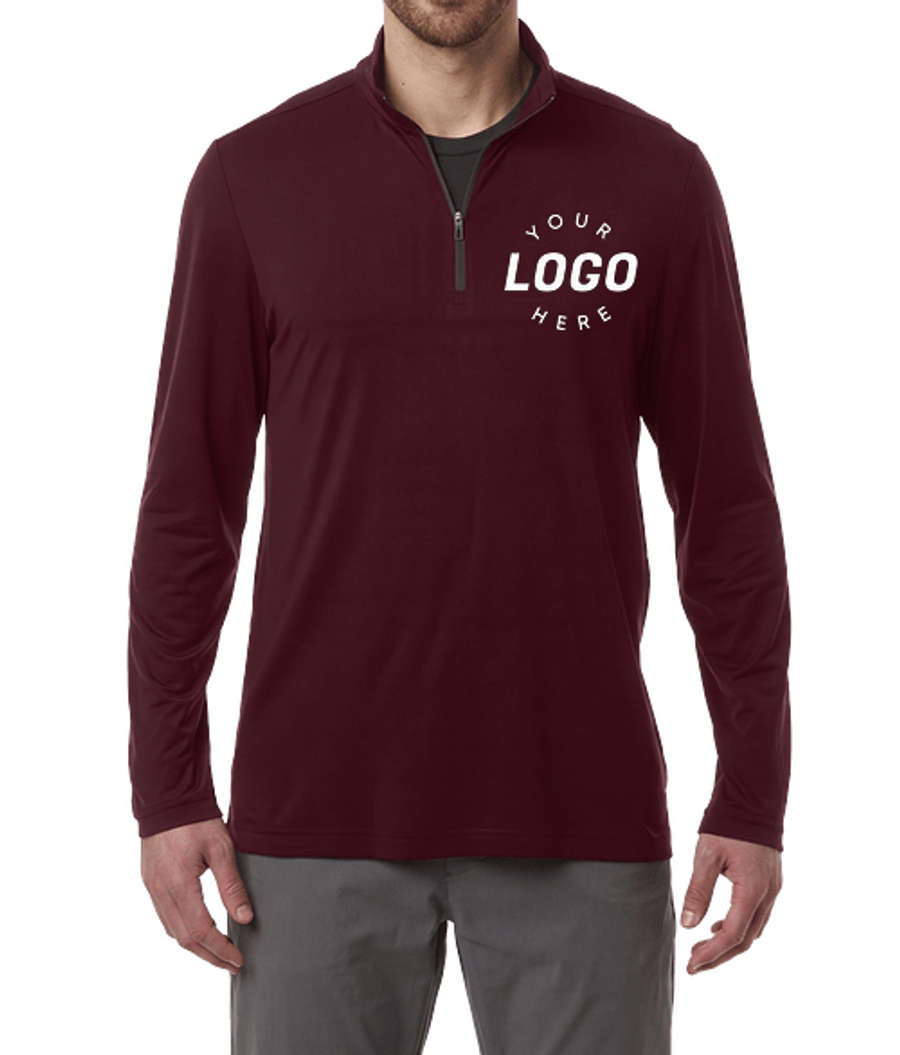 North End JAQ Stretch Quarter Zip Performance Shirt in Burgundy / Carbon