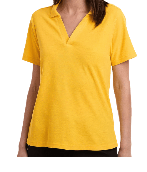Core 365 Women's Resolve Recycled UPF 40+ Performance Pique Polo - Printed in Campus Gold
