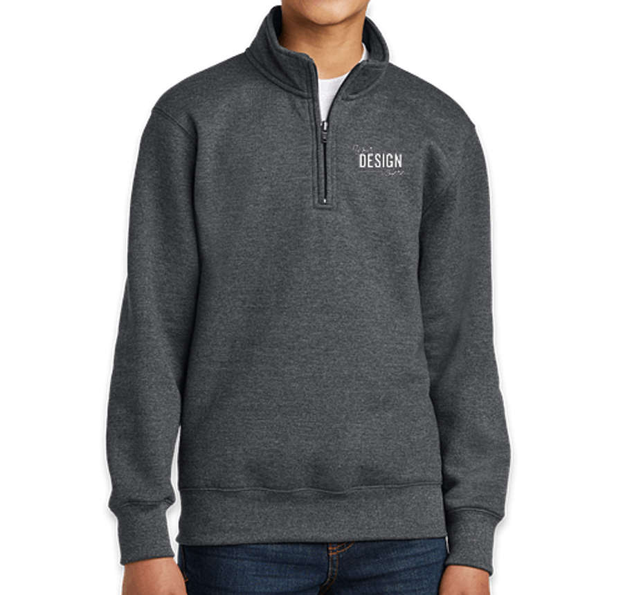 Port & Company Youth Core Quarter Zip Sweatshirt - Printed in Dark Heather Grey