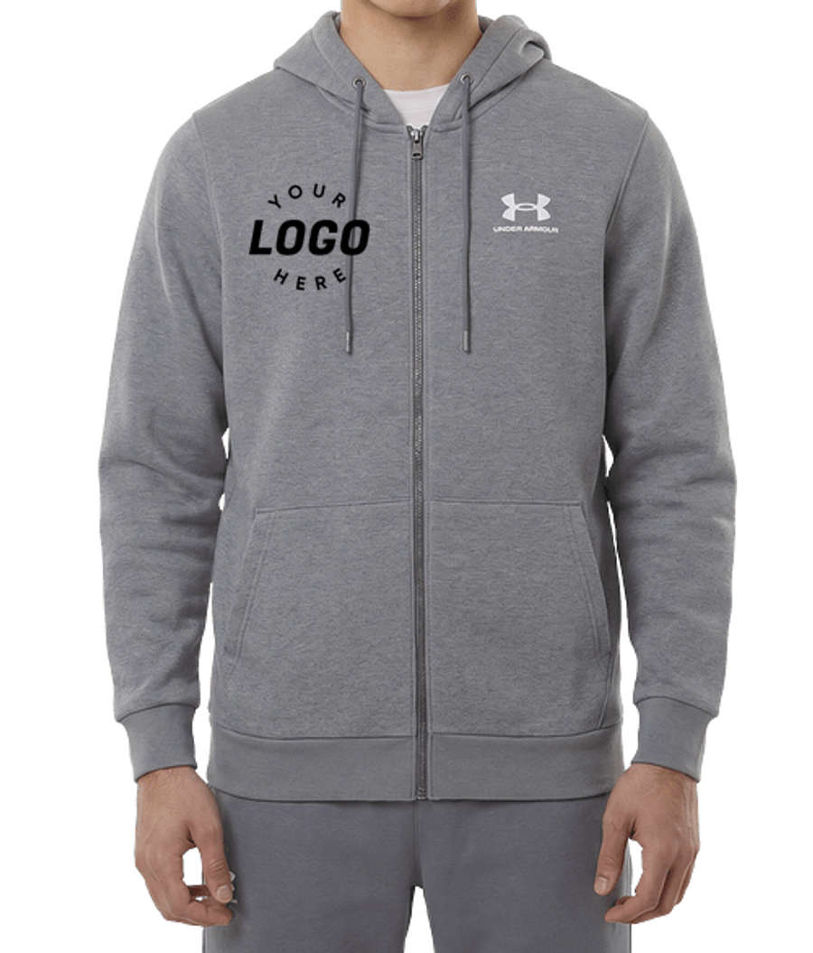 Under Armour Icon Fleece Zip Hoodie in Pitch Grey Medium Heather/White
