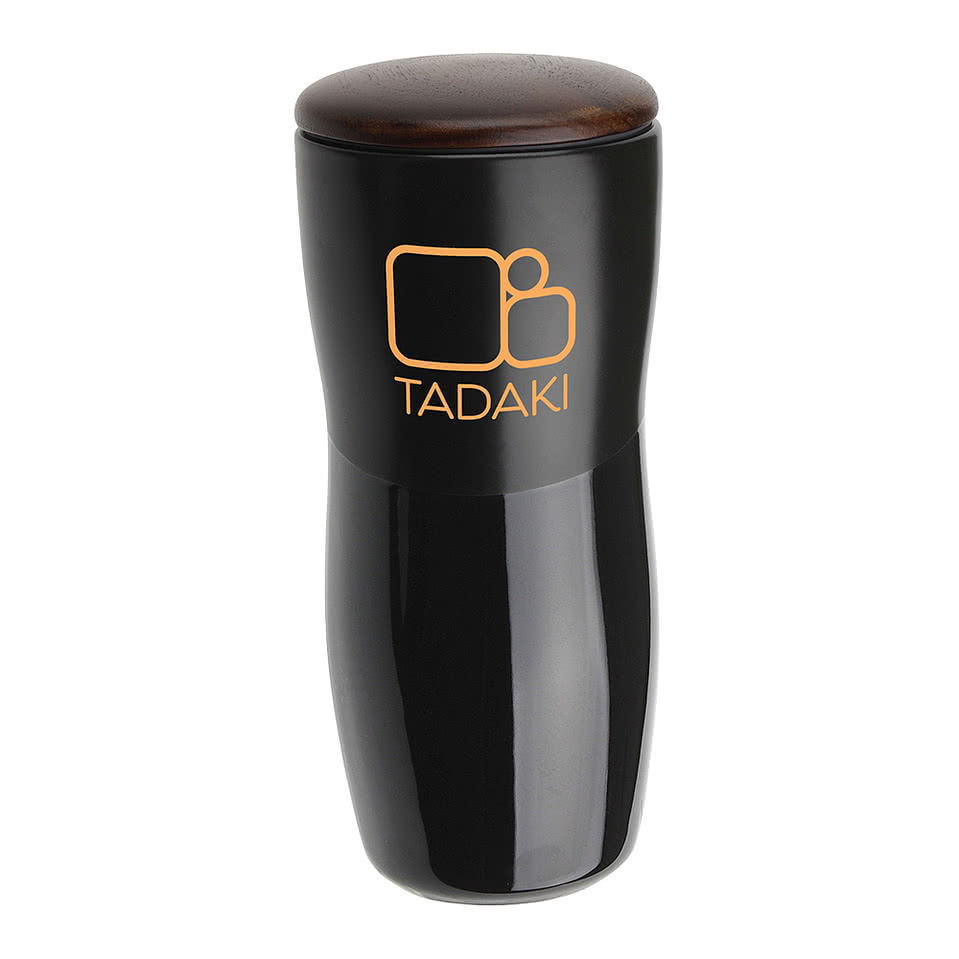 12 oz. Adriano Ceramic Tumbler with Wood Lid (Case of 48)
