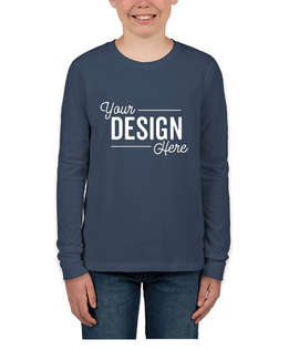 Bella + Canvas Youth Long Sleeve Jersey T-shirt - Color: Navy