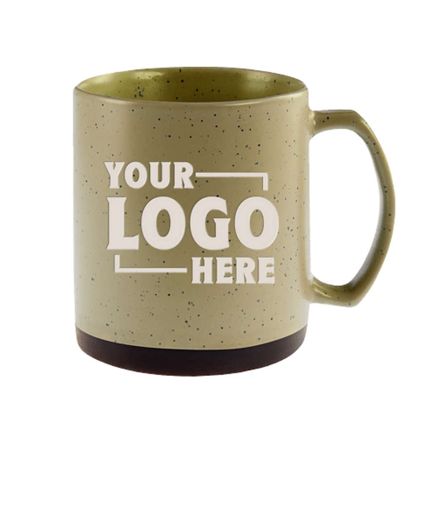 Laser Engraved 20 oz. Darien Ceramic Speckled Mug in Sand
