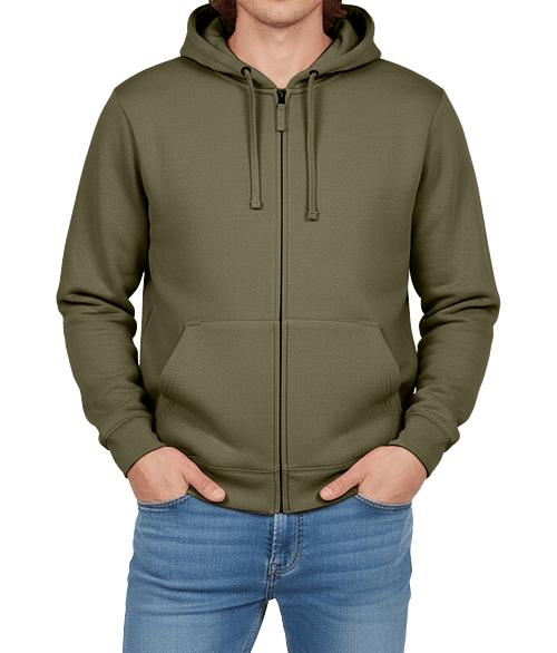 Live & Tell by LAT Midweight Full Zip Hoodie in Military Green
