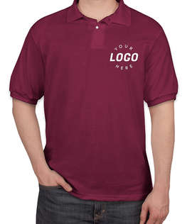 Hanes EcoSmart 50/50 Jersey Polo - Screen Printed - Color: Maroon