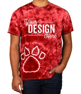 Dyenomite Paw Print Tie-Dye T-shirt - Color: Red