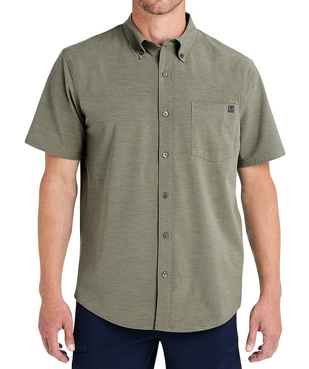 HUK Kona Solid UPF 30 Short Sleeve Work Shirt - Embroidered