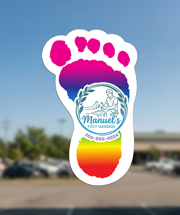 Full Color Re-Stick-It 2 in. x 3.125 in. Right Foot Shaped Reusable Decal