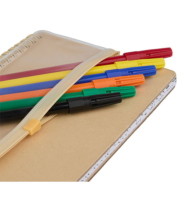 Mix Doodle FSC Hard Cover Spiral Notebook with Markers