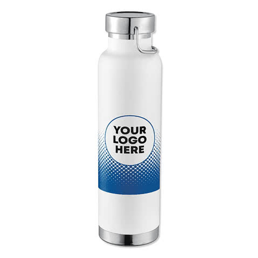 Gradient 22 oz. Thor Copper Vacuum Insulated Water Bottle in White / Blue