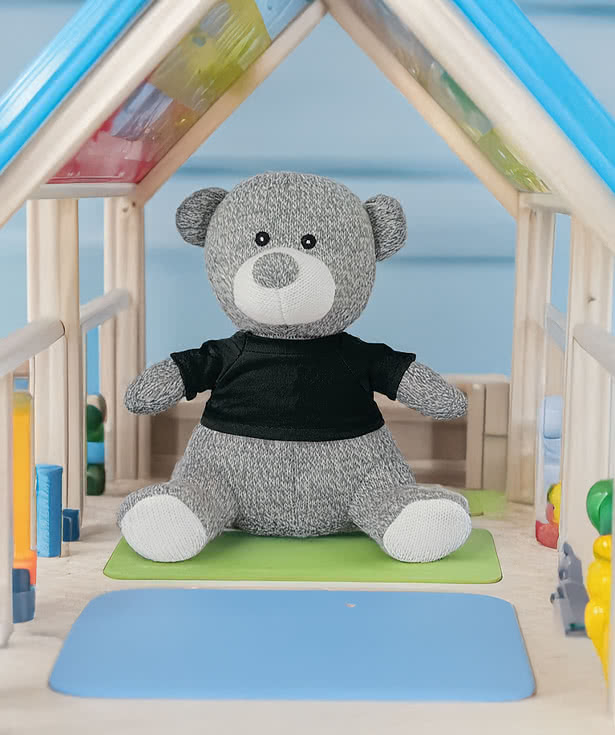Full Color Knitted 7.5" Gray Teddy Bear Plush Animal