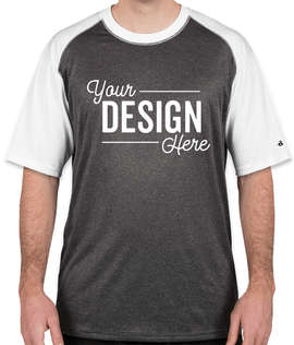 Badger Pro Heather Short Sleeve Raglan Performance Shirt - Color: Carbon / White