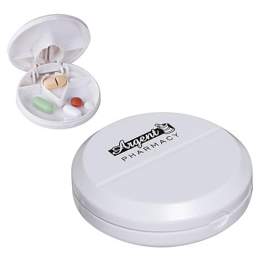 Pill Pal with Cutter in White