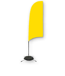 Full Color 9’ Streamline Razor Flag with Cross Base - Color: Yellow