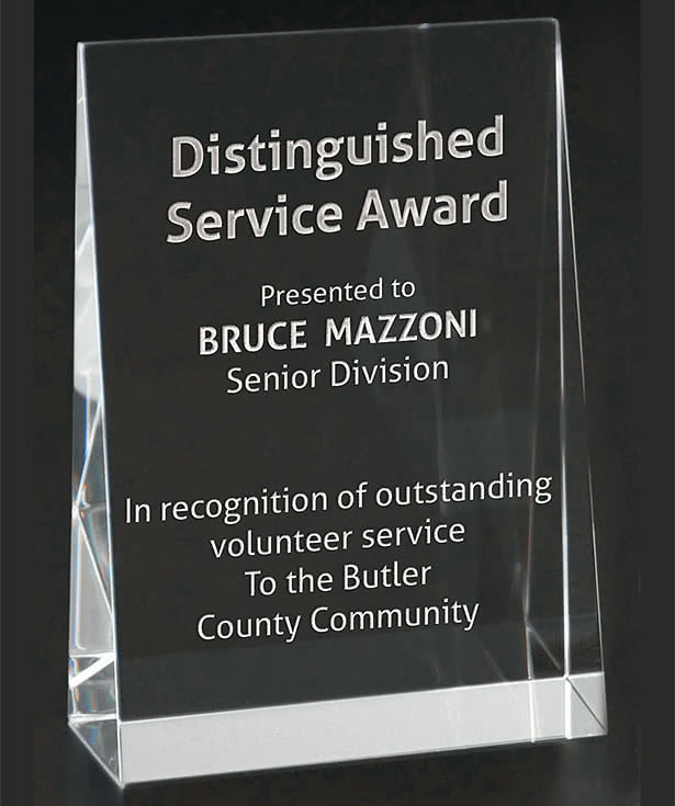 Laser Engraved 7" Glass Wedge Award
