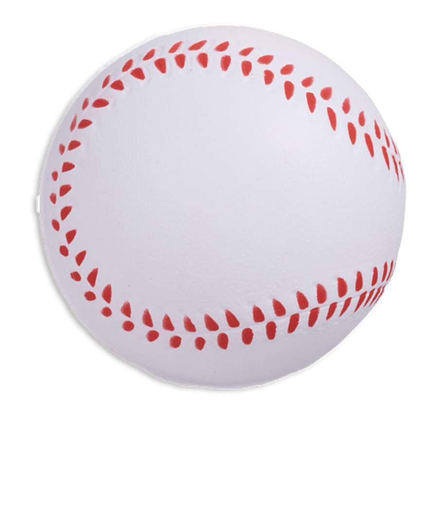 Baseball Shaped Foam Stress Reliever in White w/Red Threads