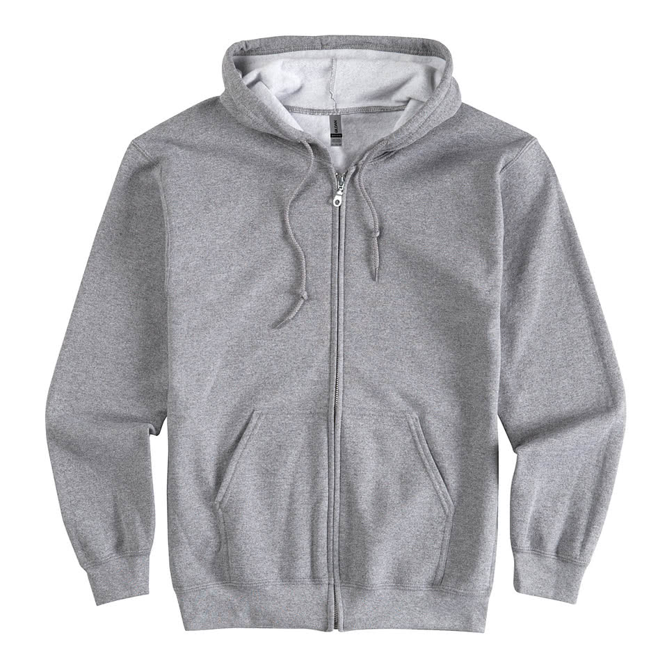 Gildan grey zip online hoodie