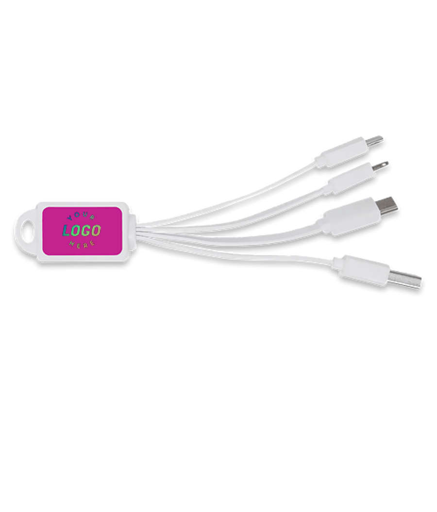 Full Color Squid 2.0 4-in-1 Charging Cable in Hot Pink