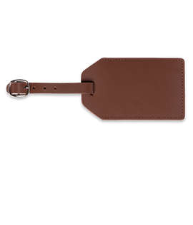 Debossed Grand Central Leather Luggage Tag - Color: Tan