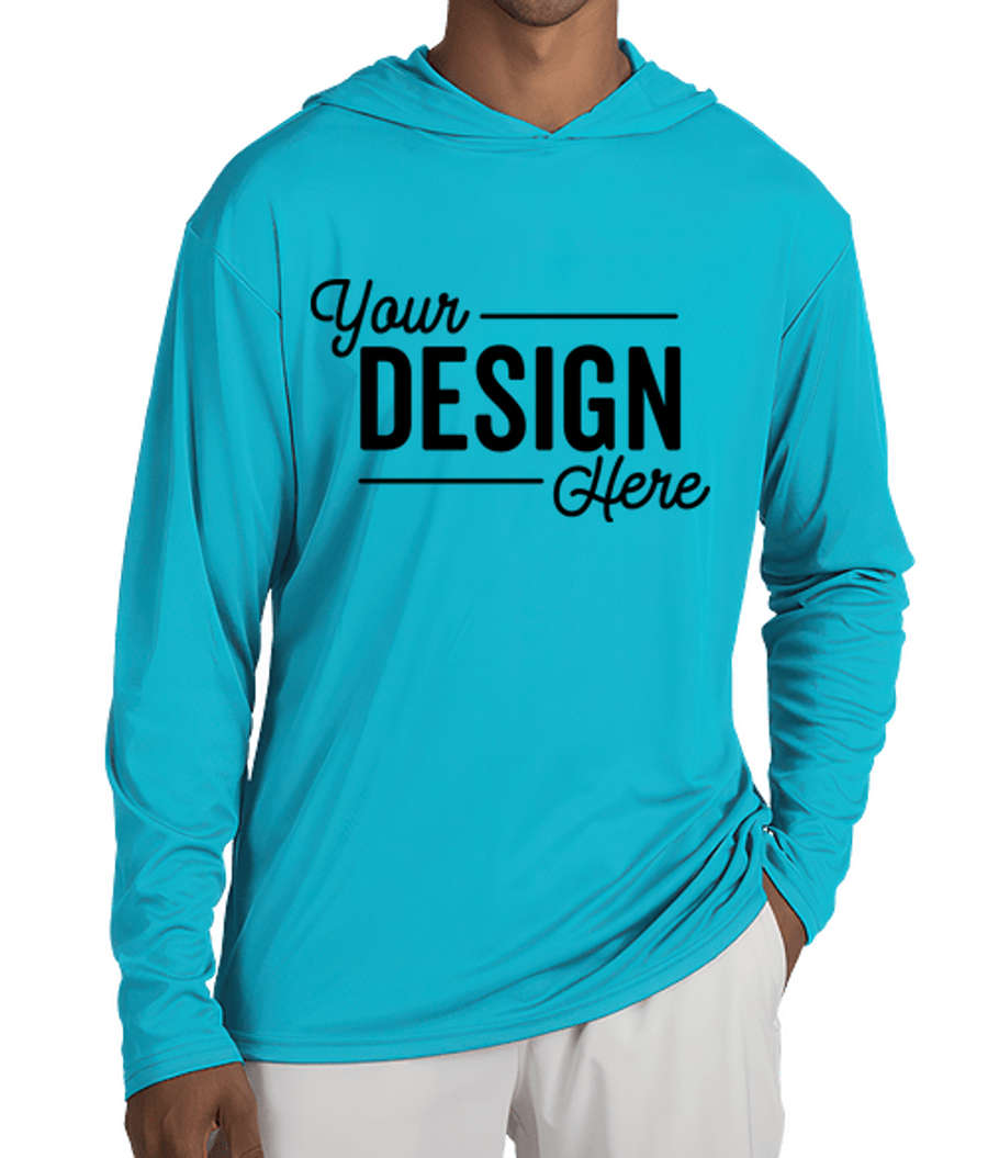 Blue Generation BLU-X-DRI Hooded Long Sleeve Performance Shirt in Aqua