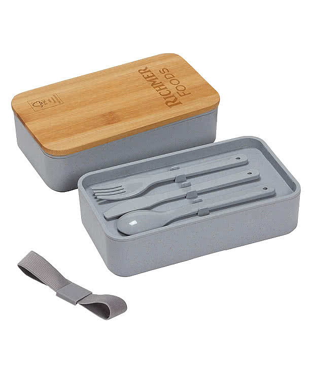 Double Decker Lunch Box with FSC Bamboo Lid & Utensils