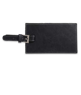 Debossed Whitney Leather Luggage Tag - Color: Black