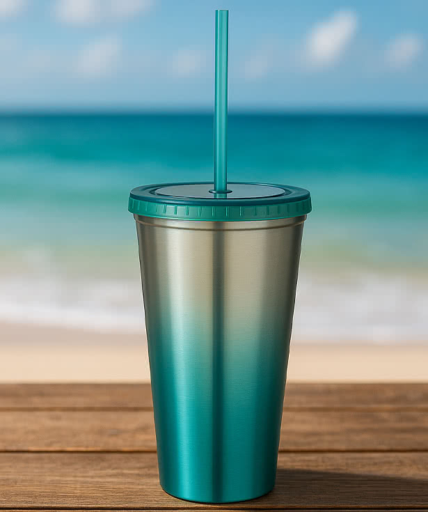 16 oz. Chroma Stainless Steel Tumbler with Straw