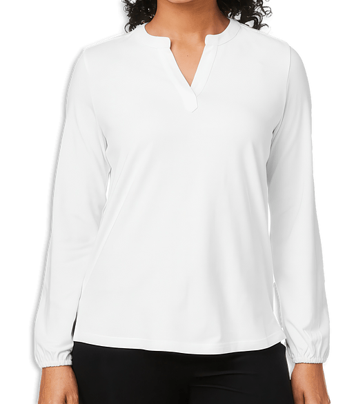 Devon & Jones Women's Raleigh UPF 50 Blouse - Embroidered in White