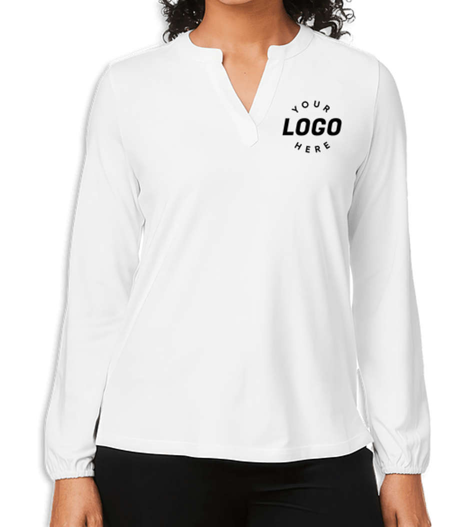 Devon & Jones Women's Raleigh UPF 50 Blouse - Printed in White
