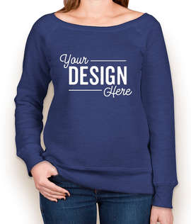 Bella + Canvas Women's Tri-Blend Wide Neck Sweatshirt - Color: Navy Triblend