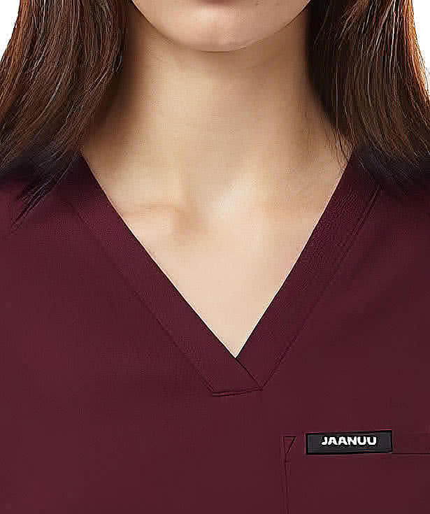 Jaanuu Women's Rhena Essential One-Pocket V-Neck Scrub Top - Printed