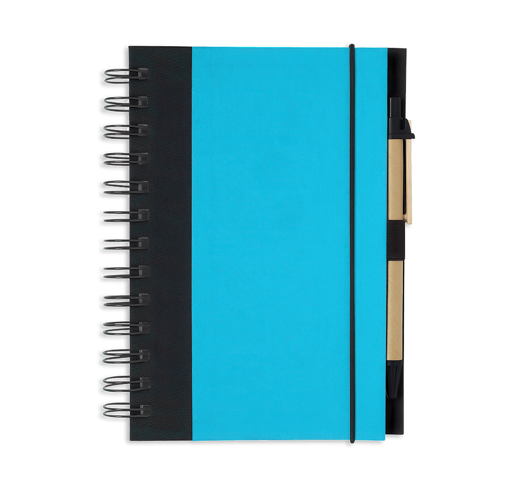 Eco-Inspired Recycled Hard Cover Spiral Notebook with Pen-default