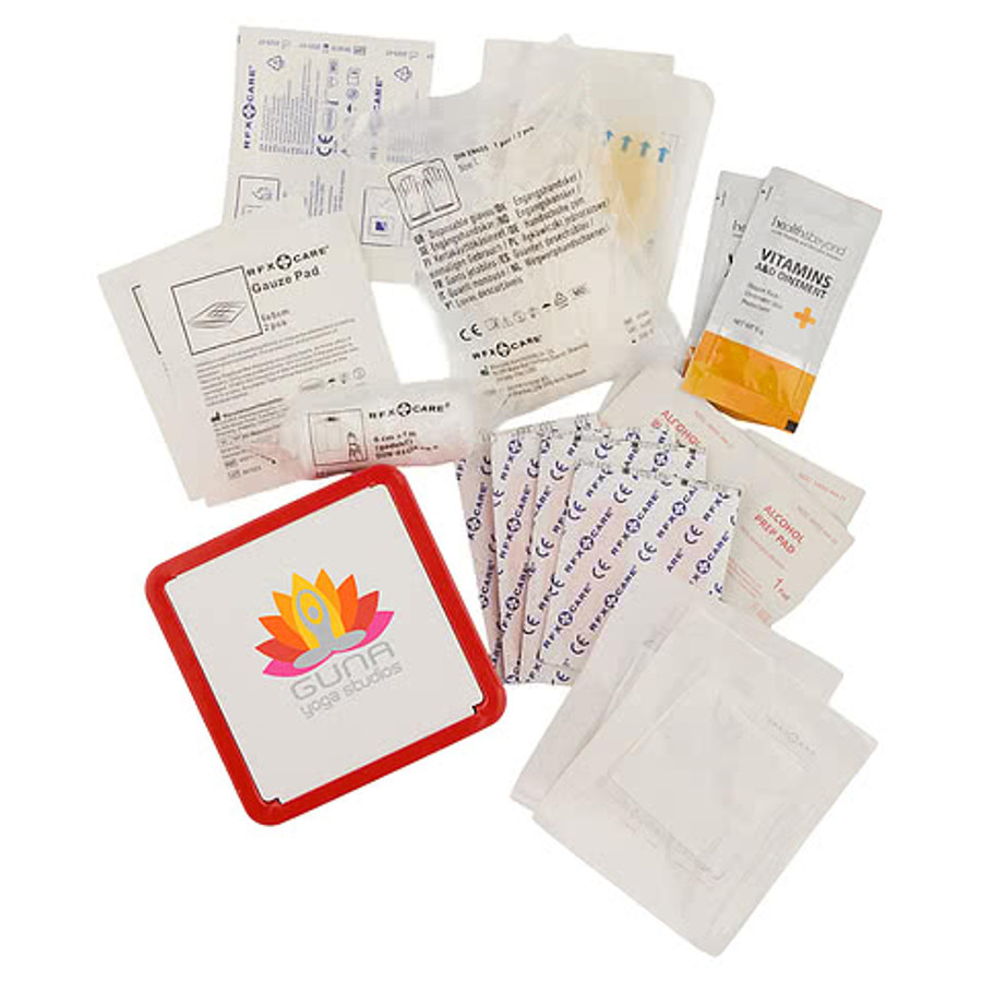 30-Piece First Aid Kit with Tin Case in RED