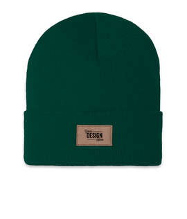 Ahead Newfoundland Cuff Beanie with Tan Rectangle Patch - Color: Hunter Green