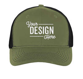 Port Authority Snapback Trucker Hat - Color: Olive Drab Green / Black