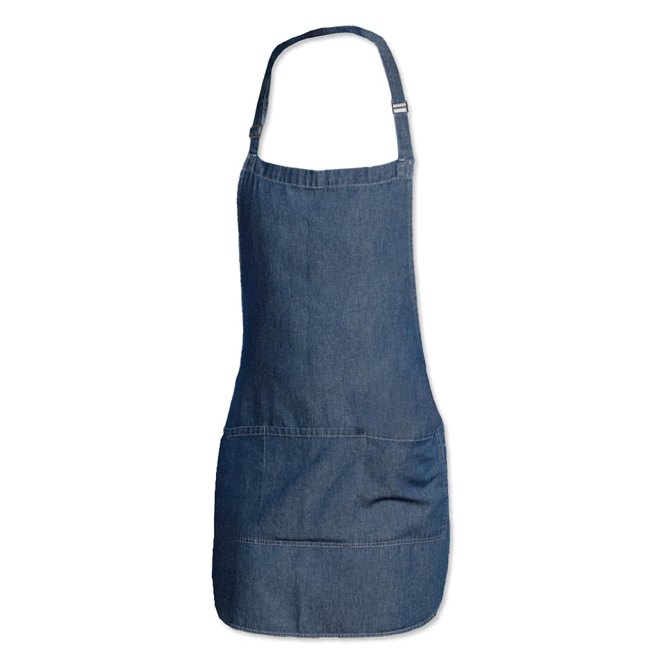 Blue Generation Denim Full Length Four-Pocket Apron - Embroidered