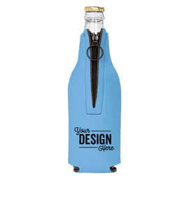 Foldable Foam Zipper Bottle Cooler - Color: Light Blue