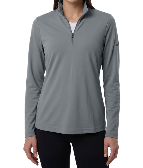 Adidas Women's Lightweight Recycled Quarter Zip Performance Shirt in Grey Three