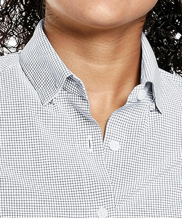 Storm Creek Women's Influencer Windowpane Long Sleeve Dress Shirt - Embroidered