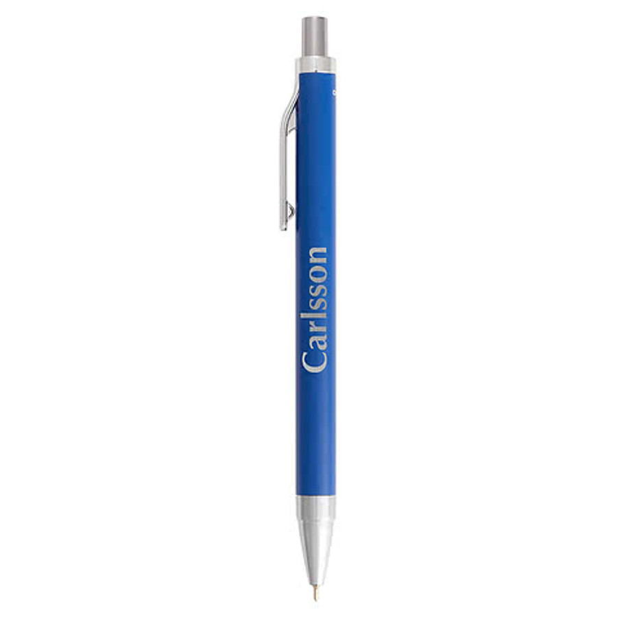 Laser Engraved Beau Recycled Aluminum Gel Pen (black ink) in Blue