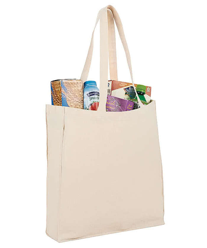 Tall Gusseted 100% Cotton Shopper Tote Bag