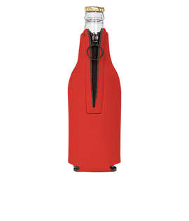Foldable Foam Zipper Bottle Cooler - Color: Burnt Orange