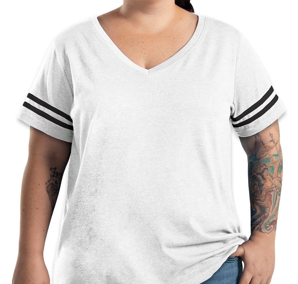 LAT Women's Curvy Varsity V-Neck T-shirt-default