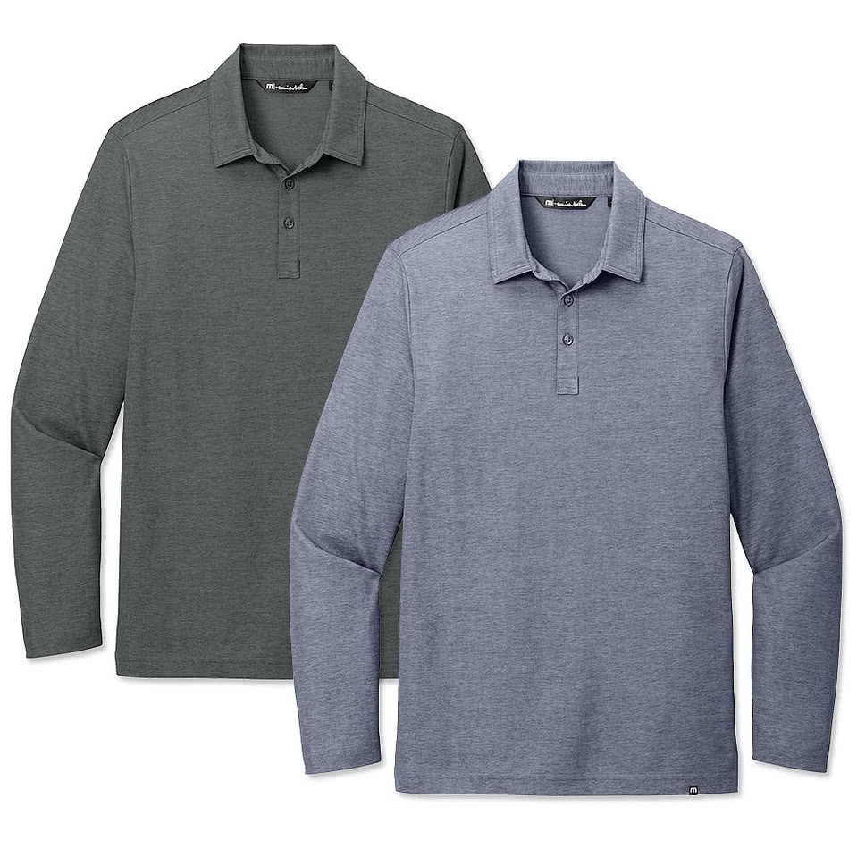 TravisMathew Oceanside Heather Long Sleeve Performance Polo - Printed