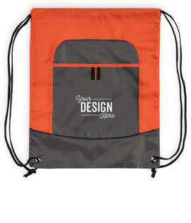Port Authority Pocket Drawstring Bag - Color: Pop Orange / Deep Smoke