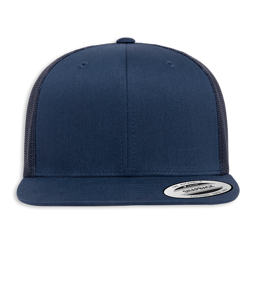 Yupoong Retro High Profile Trucker Hat in Navy