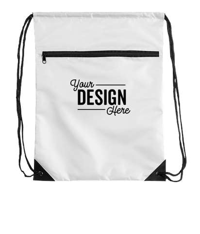 Zipper Drawstring Bag - White